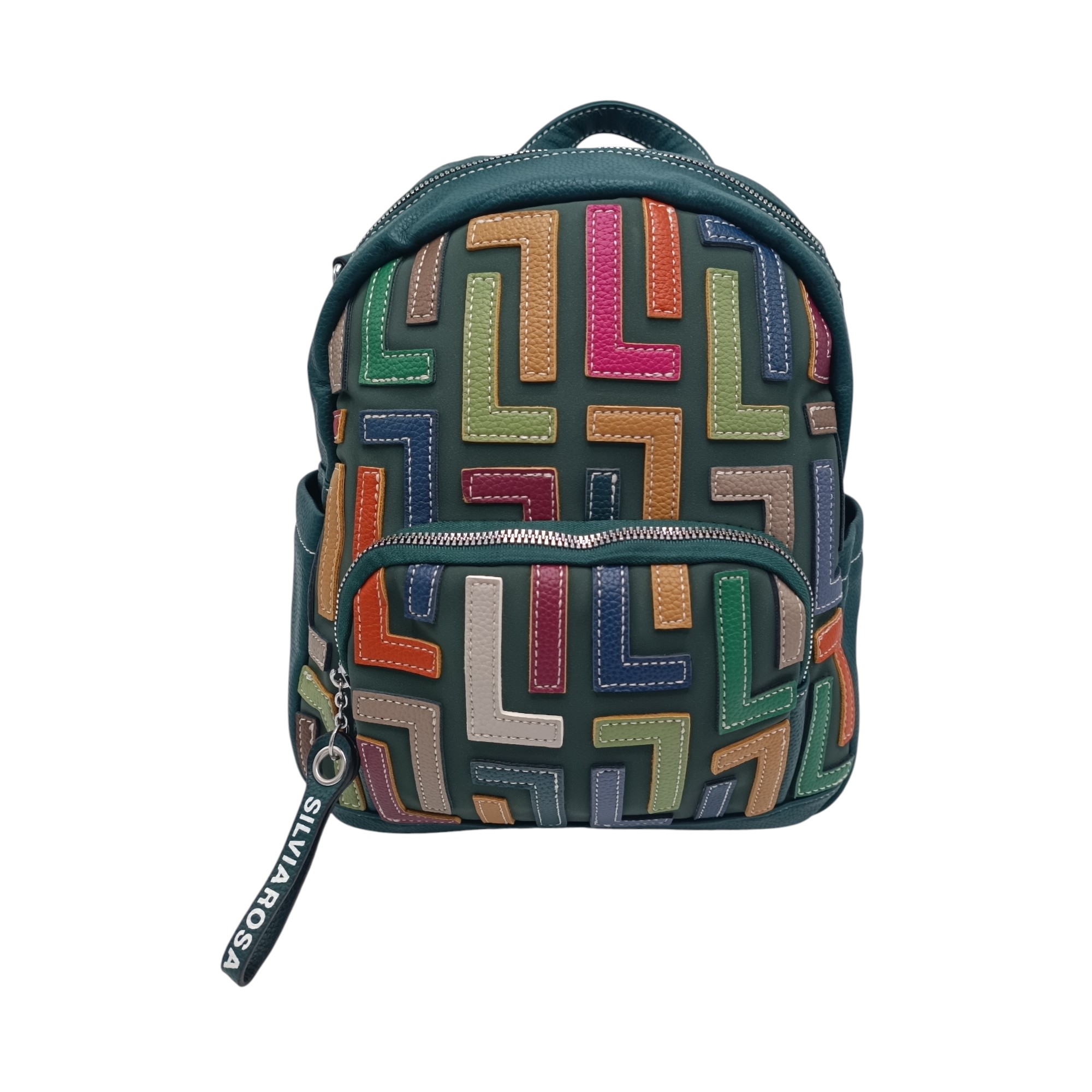 Rucsac damă, multicolor, Silvia Rosa SR-6128, culoare Verde Petrol