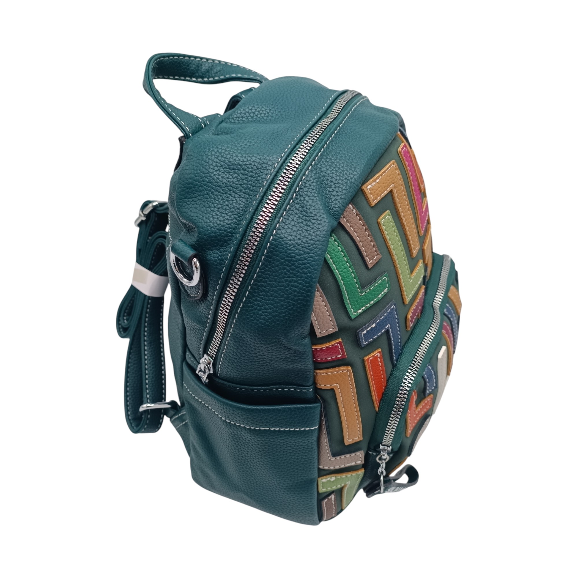Rucsac damă, multicolor, Silvia Rosa SR-6128, culoare Verde Petrol