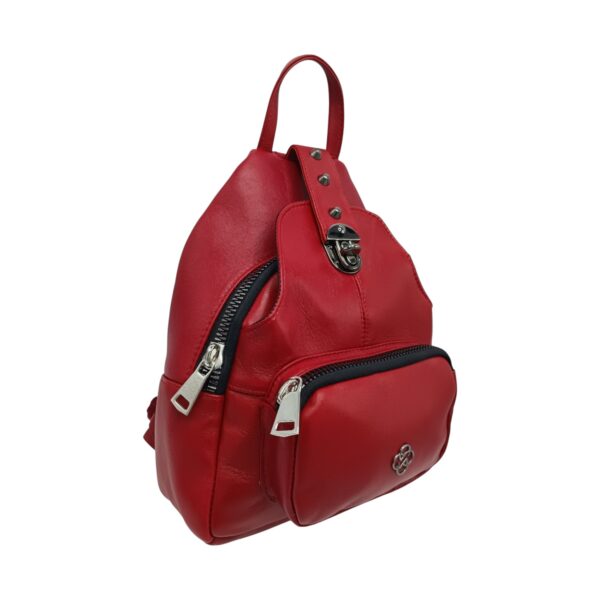Rucsac damă Eveline Passion Red, piele naturală R85-R2, piele naturală