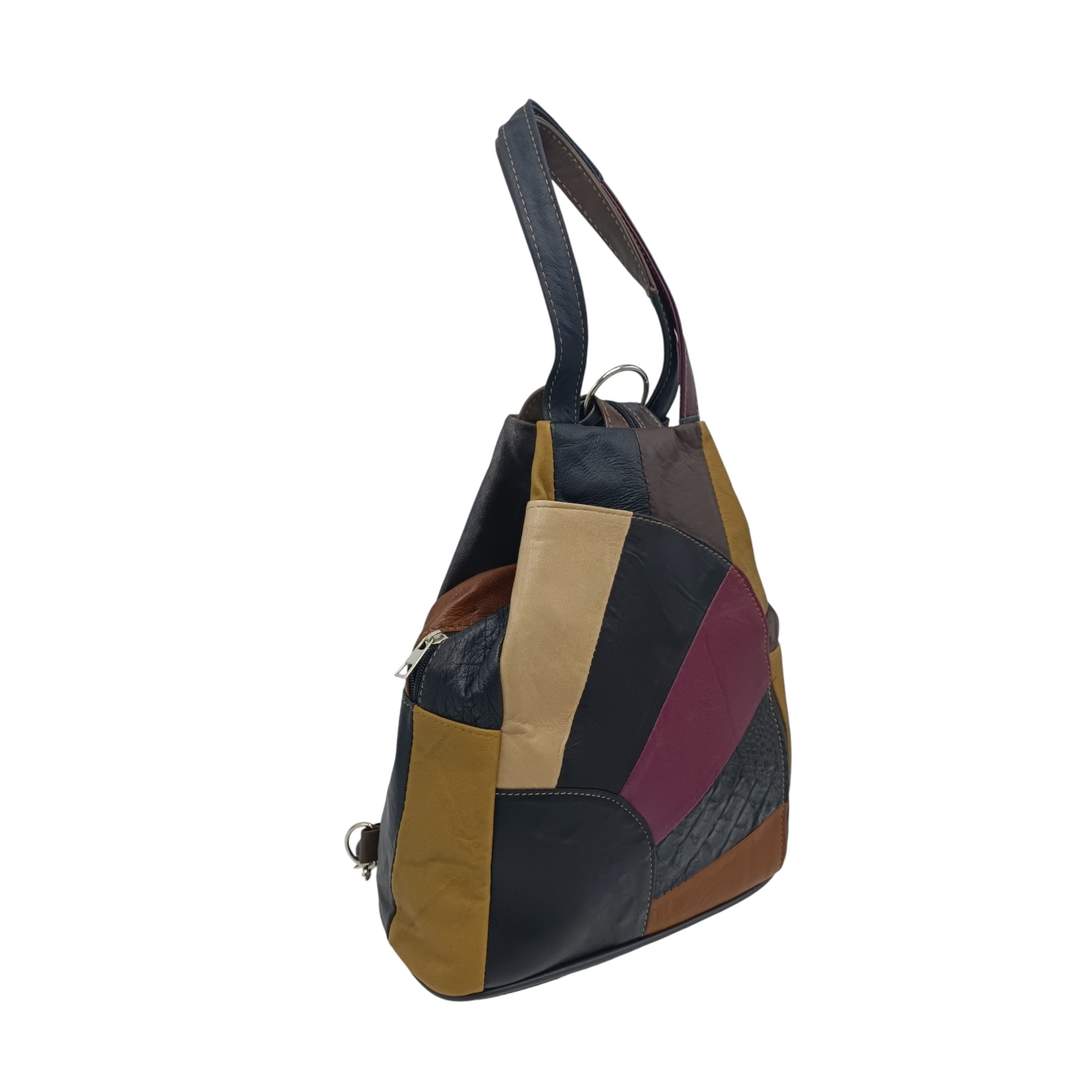 Rucsac dama, piele naturala, multicolor R60-125- (1) Rucsac Damă Piele Naturală Ellisse R60-125 – Patchwork Multicolor, Casual & Elegant