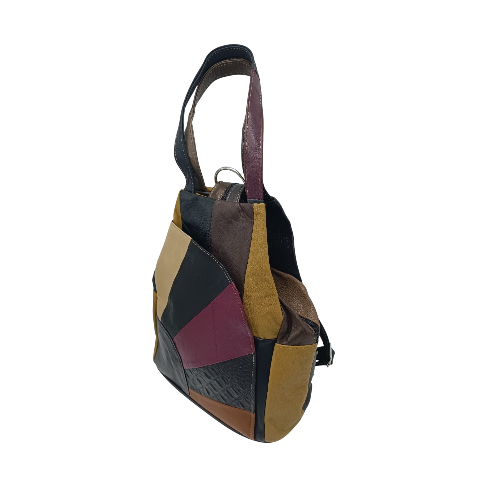 Rucsac dama, piele naturala, multicolor R60-125- (5) Rucsac Damă Piele Naturală Ellisse R60-125 – Patchwork Multicolor, Casual & Elegant