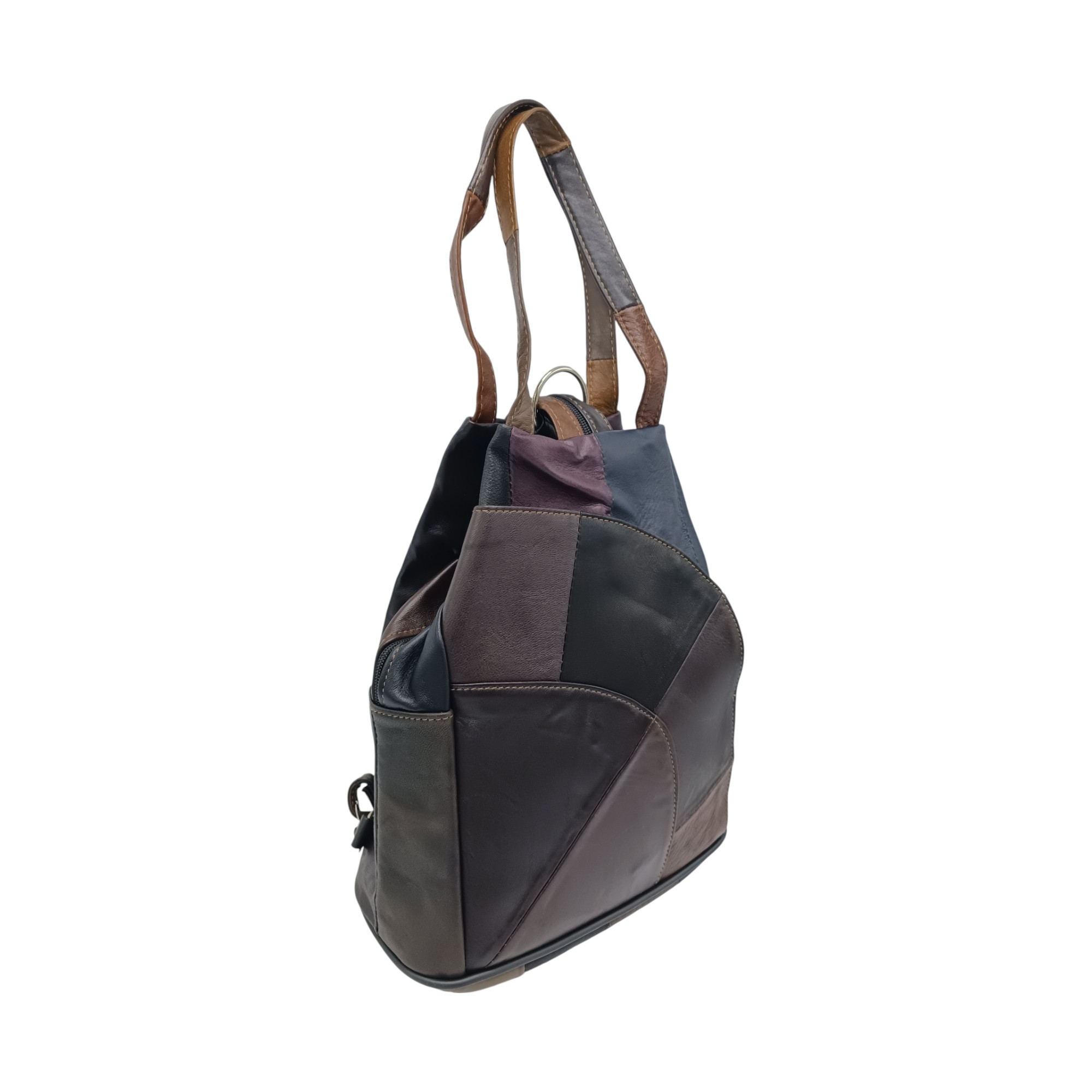 Rucsac dama, piele naturala, multicolor R60-128- (1) Rucsac Damă Piele Naturală Ellisse R60-128 – Patchwork Multicolor, Casual & Elegant
