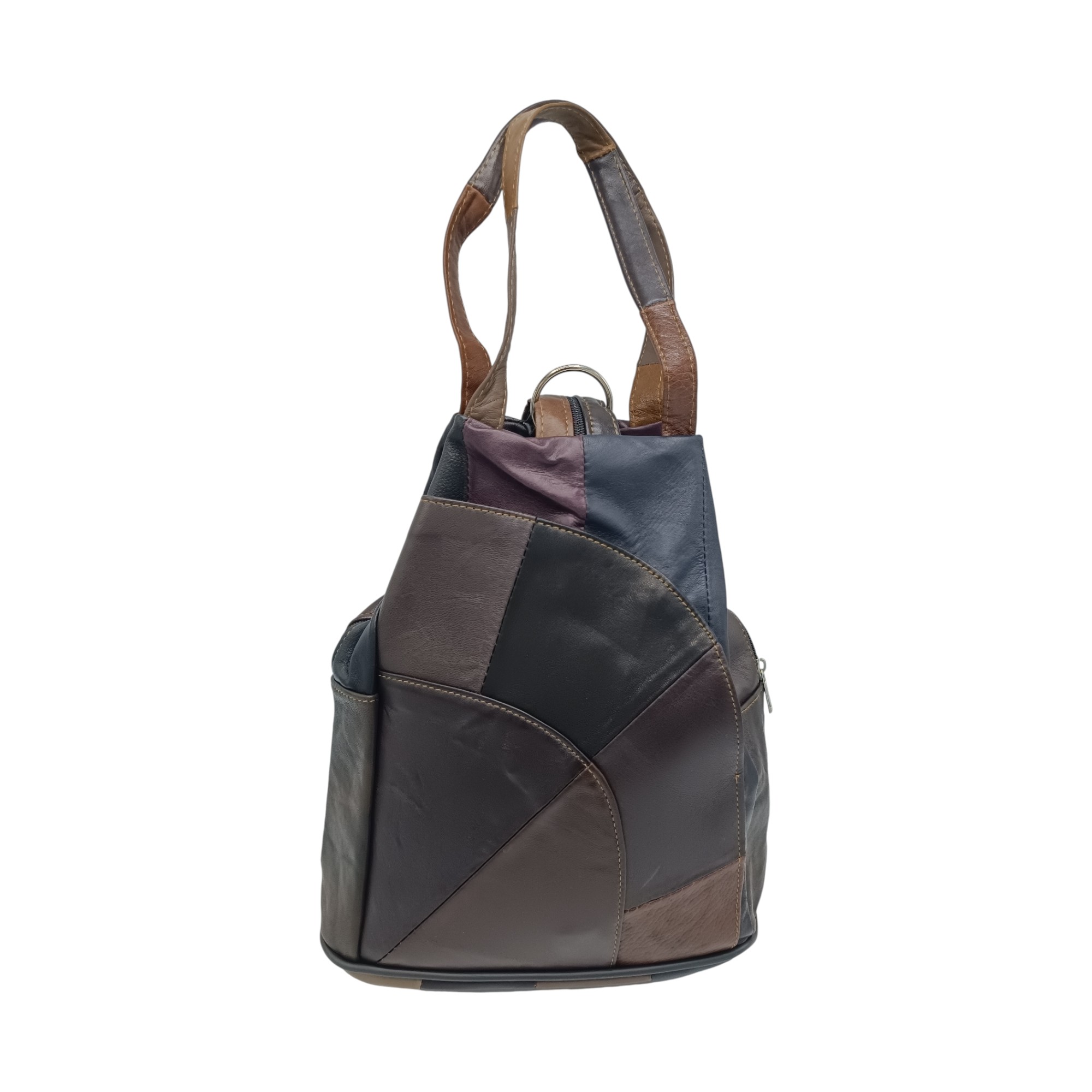 Rucsac dama, piele naturala, multicolor R60-128- (3) Rucsac Damă Piele Naturală Ellisse R60-128 – Patchwork Multicolor, Casual & Elegant