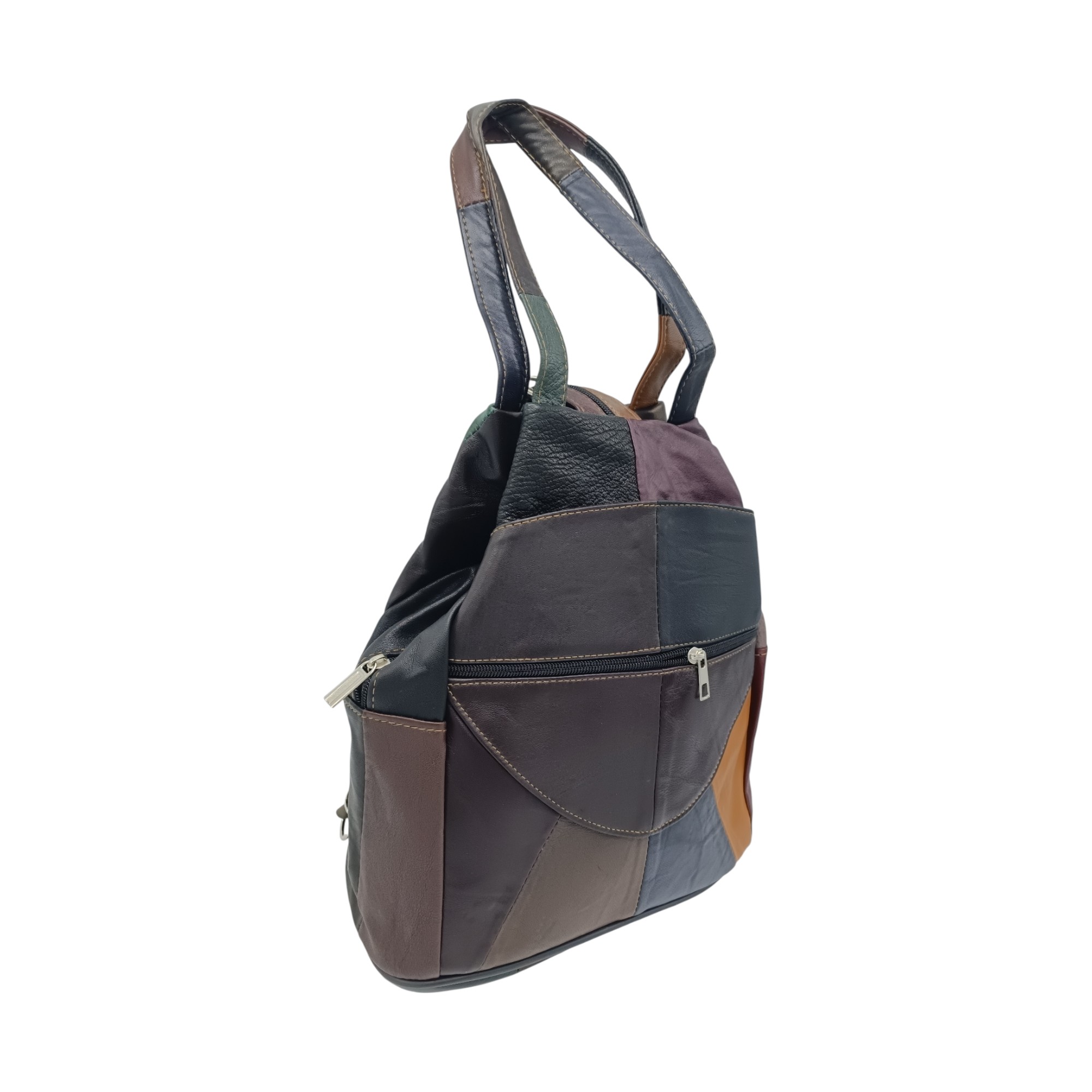 Rucsac dama, piele naturala, multicolor R60-129- (2) Rucsac Damă Piele Naturală Ellisse R60-129 – Patchwork Multicolor, Casual & Elegant