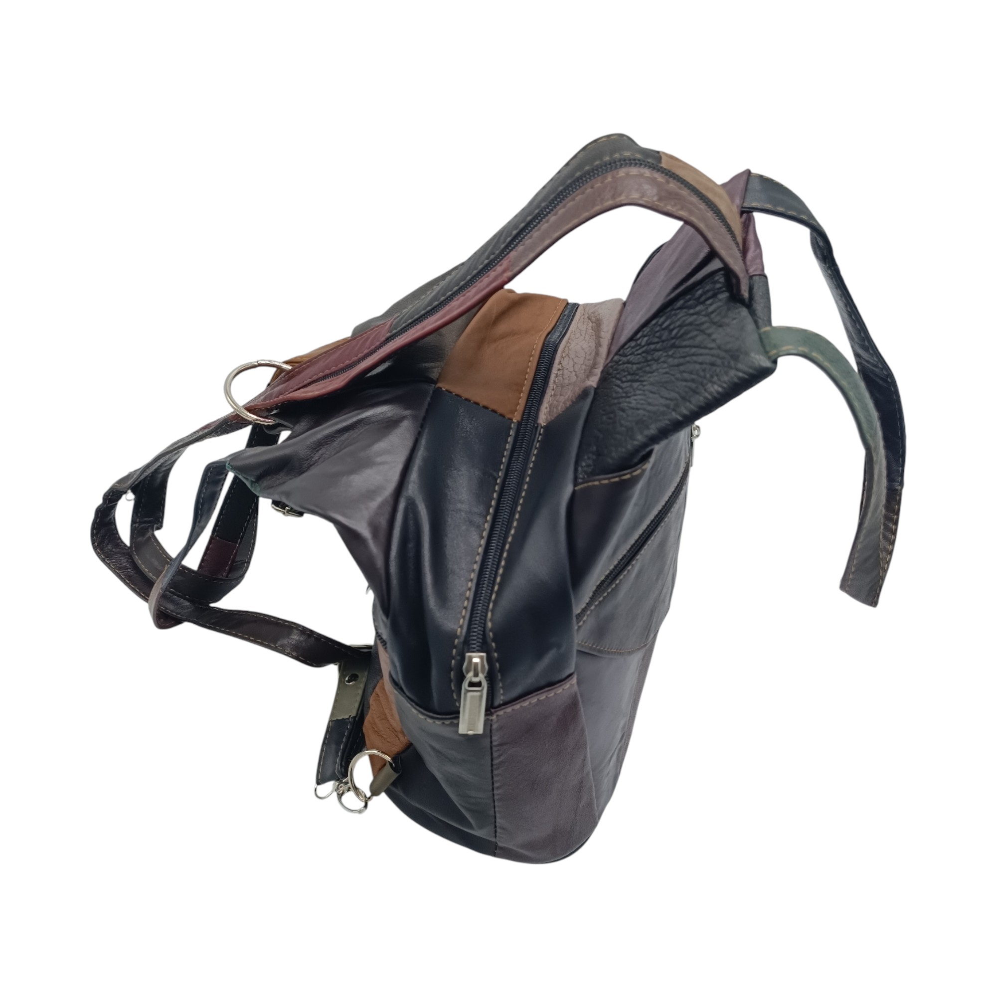 Rucsac dama, piele naturala, multicolor R60-129- (9) Rucsac Damă Piele Naturală Ellisse R60-129 – Patchwork Multicolor, Casual & Elegant