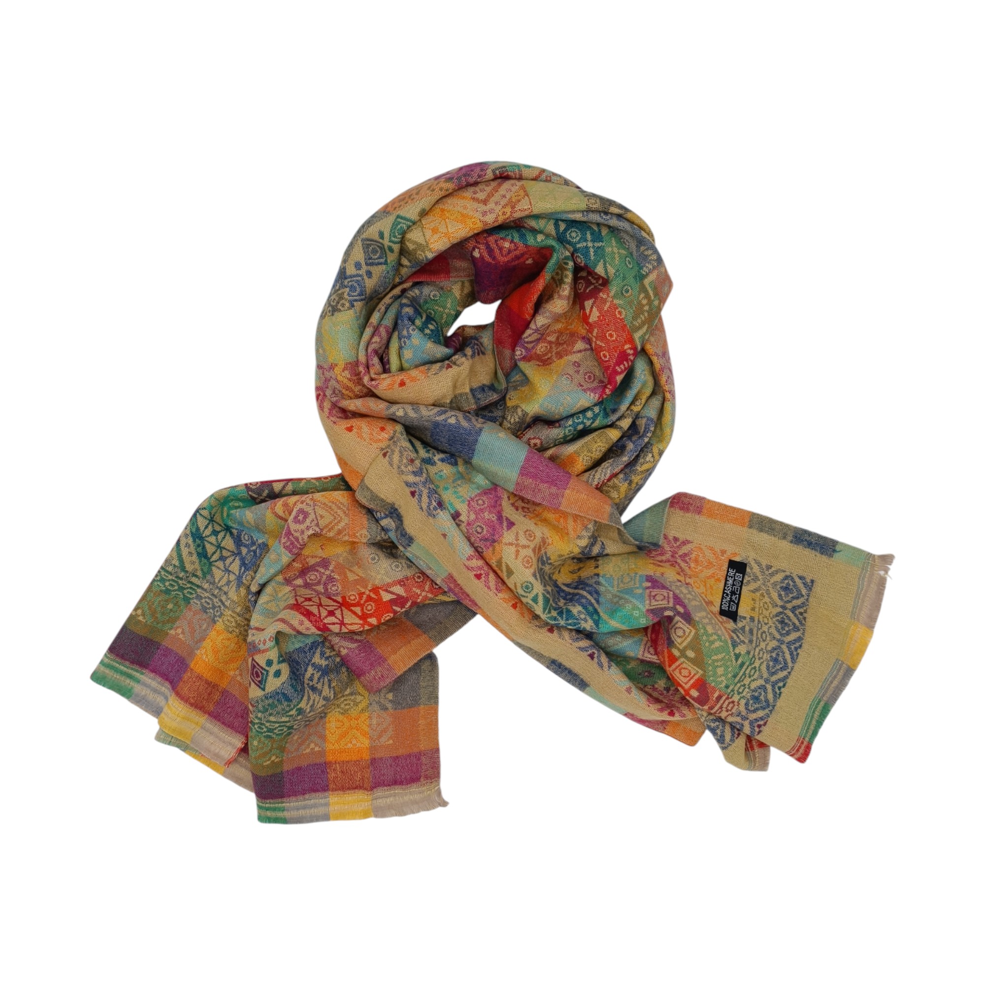 Esarfa casmir, DB30-5- (3) Eșarfă Heritage Luxe DB30-5- din cașmir multicolor – 180 × 70 cm