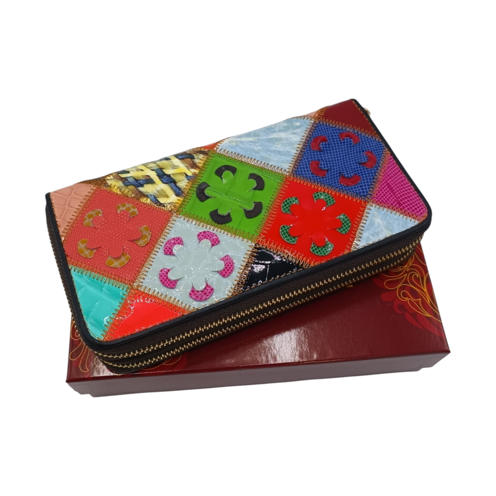 Portofel dama, piele naturala - multicolor Ivy - Q3337- (1) Portofel damă piele naturală multicoloră, Ivy Q3337