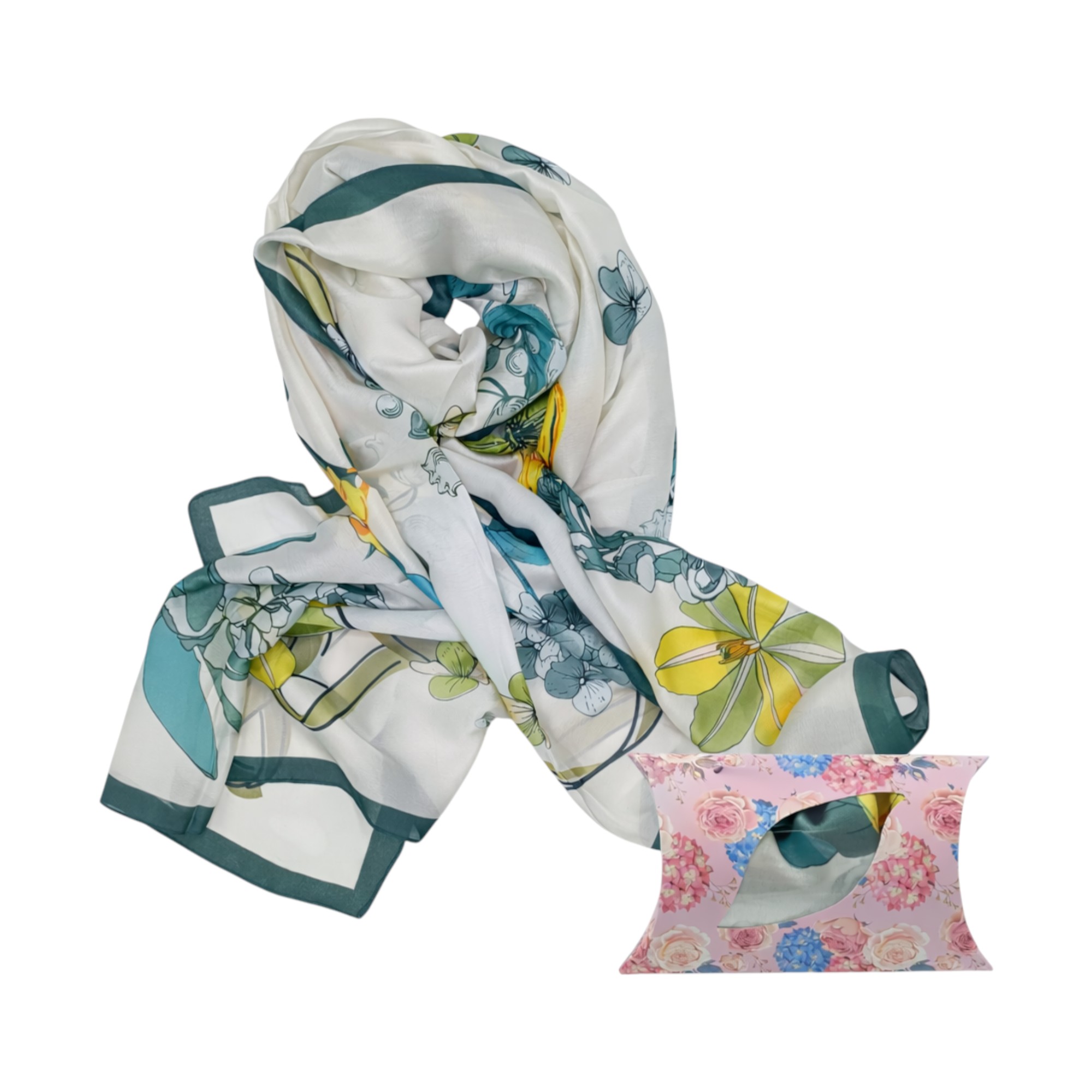 Eșarfă Feeling Silk – Alexa G&D-201 (85×180 cm) | Design Floral Premium, Cutie Cadou