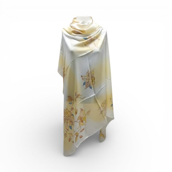 Eșarfă Feeling Silk – Alexa G&D-203 (85×180 cm) | Golden Bloom, Cutie Cadou