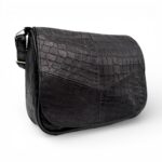 Geantă Damă Crossbody Lucia R45-CN2, Piele Naturală, Textură Croco, Negru
