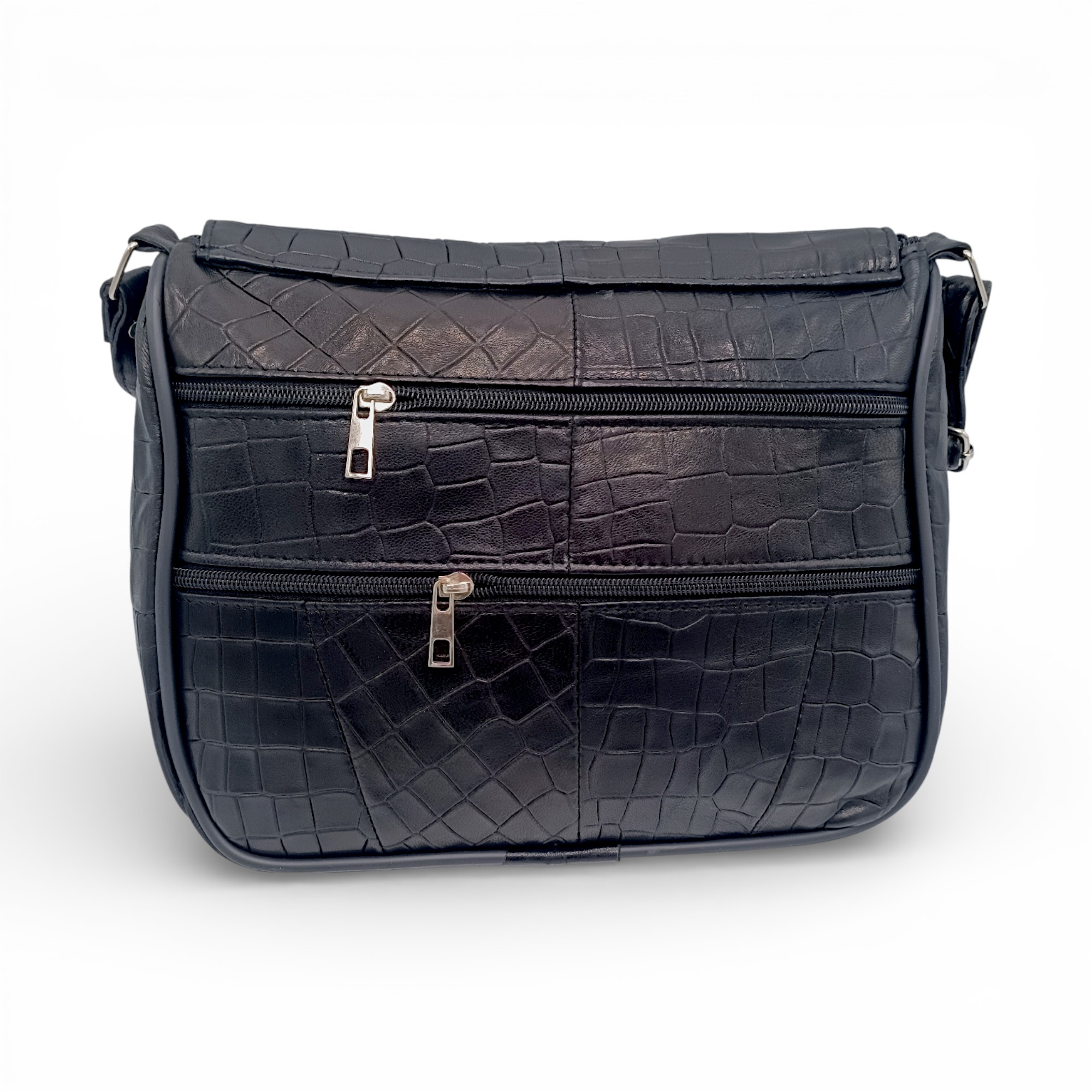 Geantă Damă Crossbody R45-CN2, Piele Naturală, Textură Croco, Negru (6) Geantă Damă Crossbody Lucia R45-CN2, Piele Naturală, Textură Croco, Negru