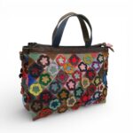 Geantă Damă Jasmine 6646-1 din Piele Naturală – Design Floral Multicolor cu Aplicații Lucrate Manual