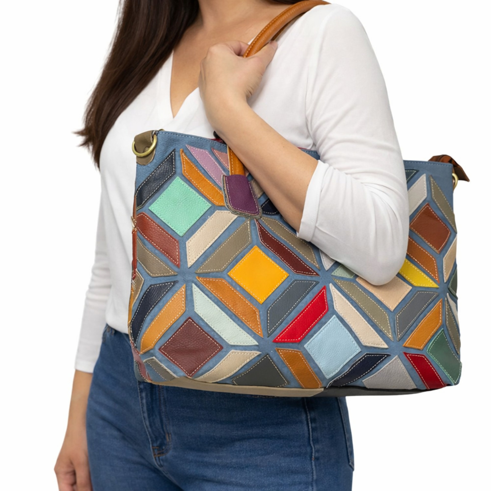 Geantă Damă Jasmine 8001, Piele Naturală, Multicolor Geantă Damă Jasmine 8001, Piele Naturală, Multicolor