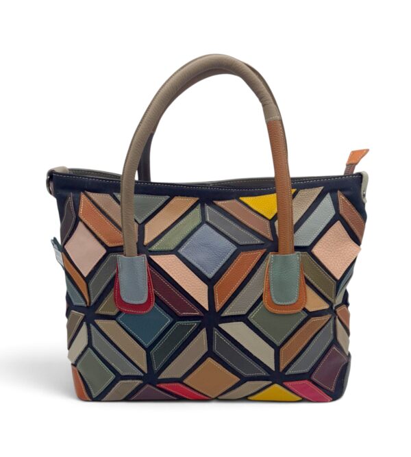 Geantă damă multicolor din piele naturală EVoStyle Jasmine 8001.