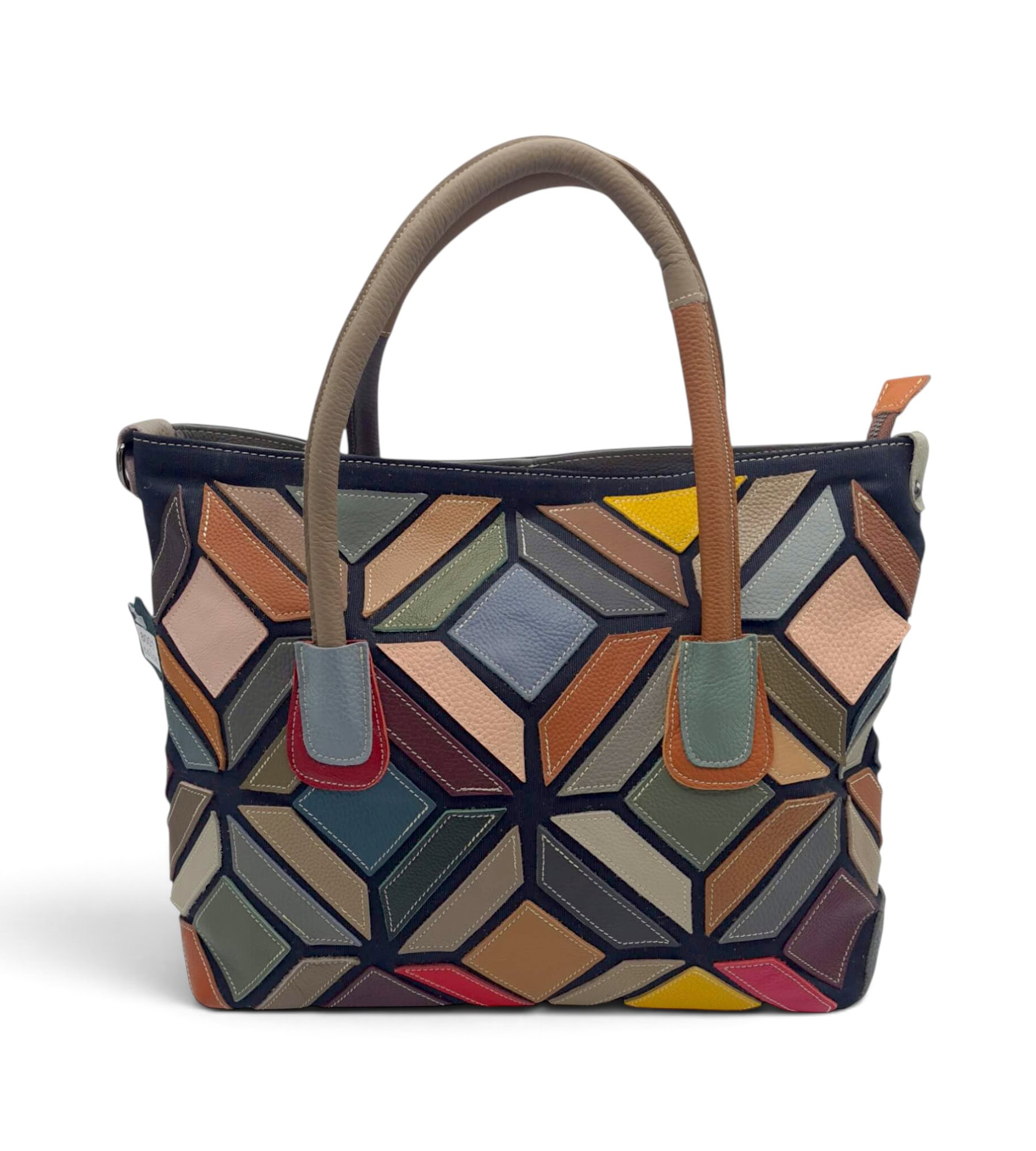 Geantă damă multicolor din piele naturală EVoStyle Jasmine 8001.