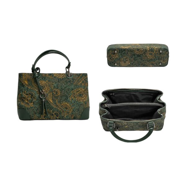 Geantă de lux din piele naturală din Italia, cu imprimeu colorat – Belle Monique BM185 – Verde