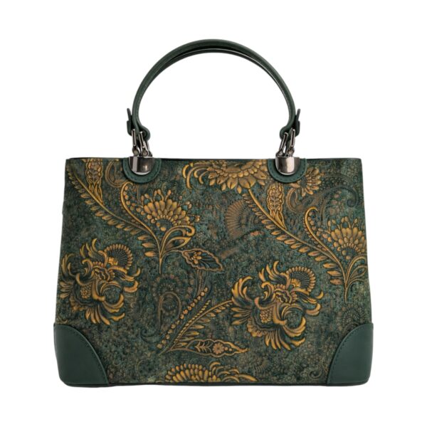 Geantă de lux din piele naturală din Italia, cu imprimeu colorat – Belle Monique BM185 – Verde