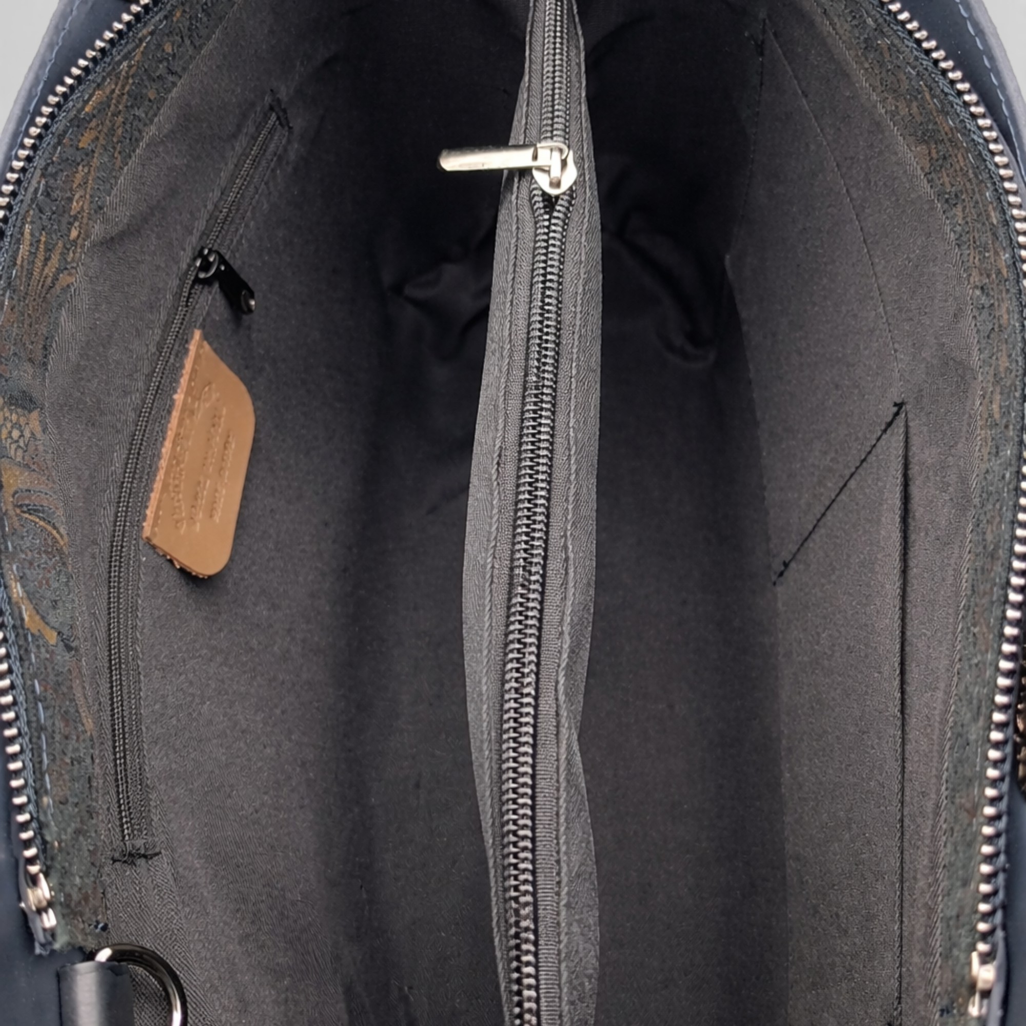 Geantă de lux din piele naturală din Italia, cu imprimeu colorat – Belle Monique BM185 – Albastru marin-