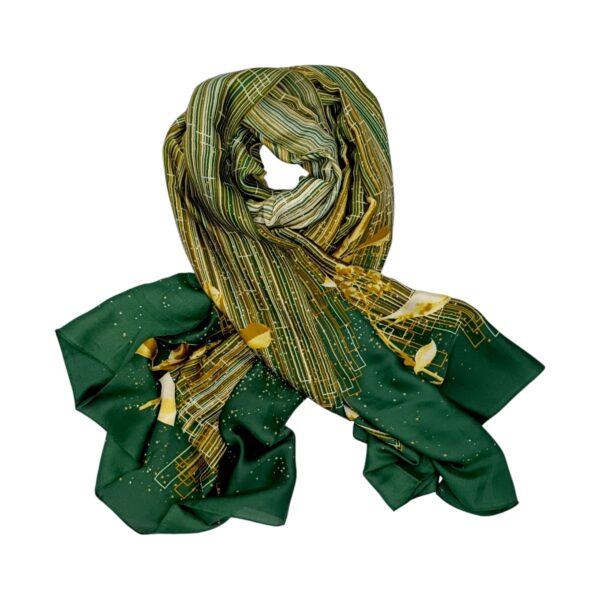 Eșarfă Feeling Silk – Alexa G&D-204 (85×180 cm) | Emerald Bloom, Cutie Cadou