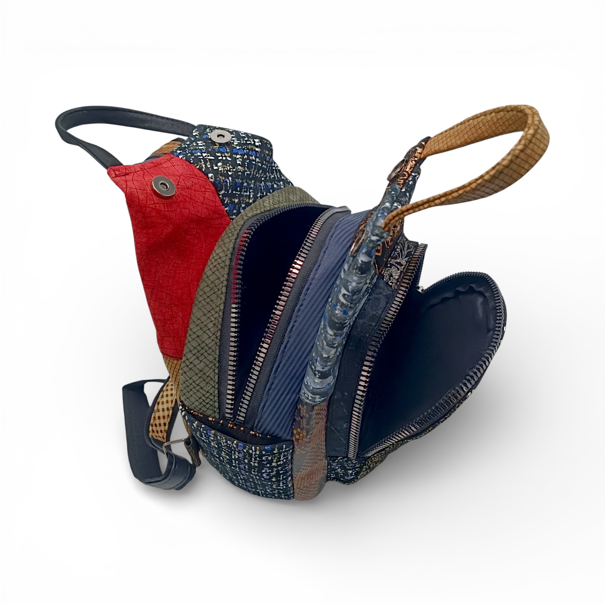 Rucsac Damă Piele Naturală, Design Multicolor – Eveline R91-43