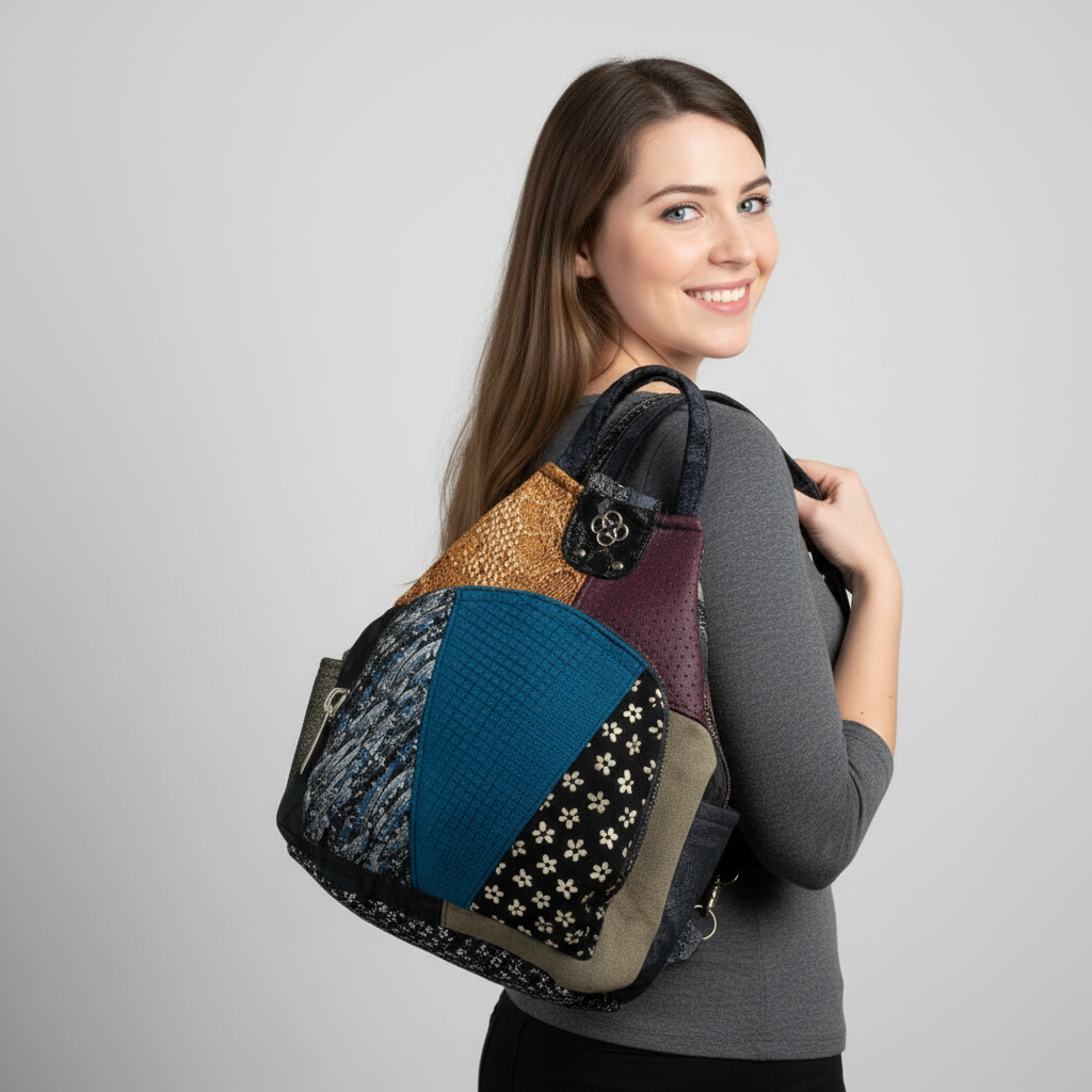 Rucsac Damă Piele Naturală, Design Multicolor – Eveline R91-44-