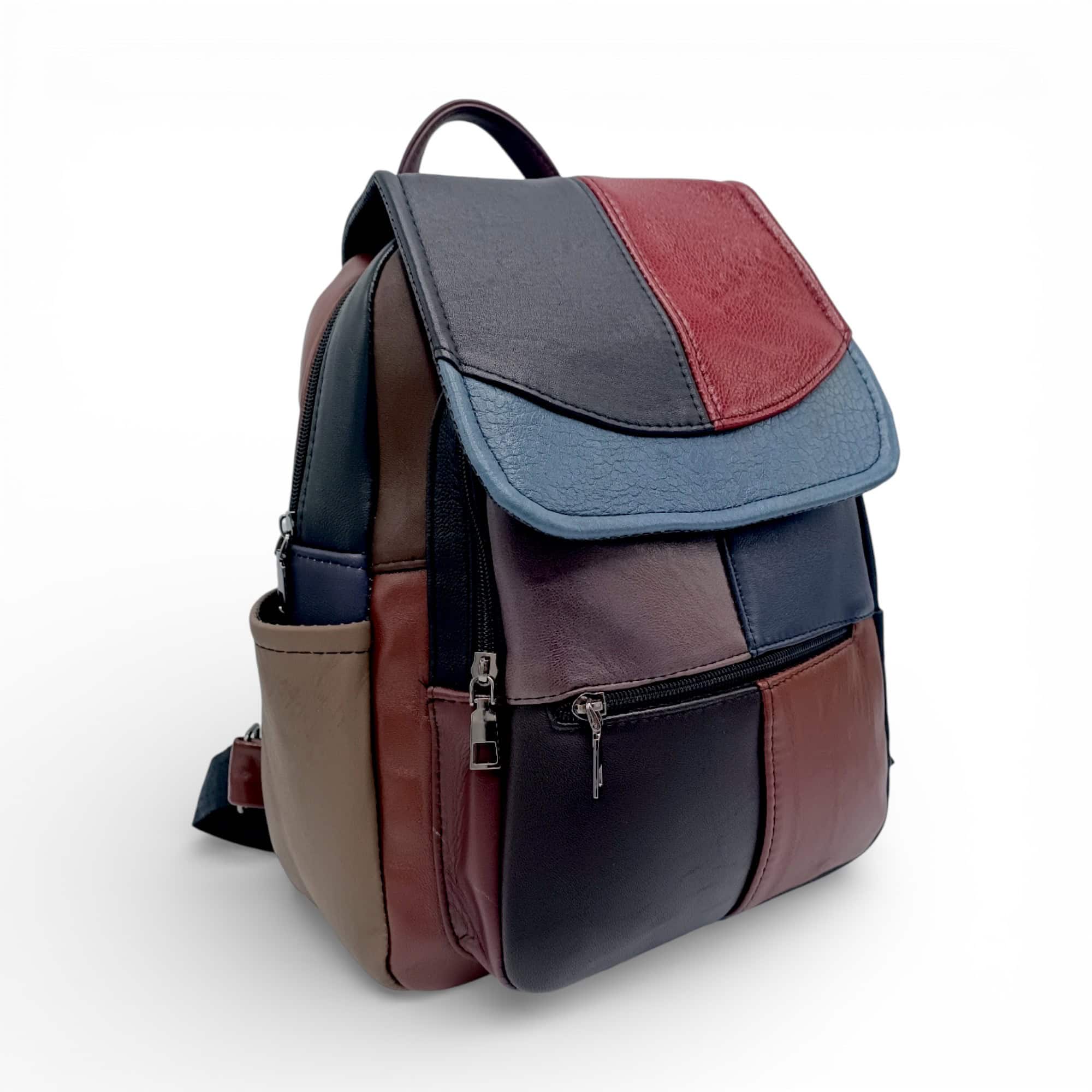 Rucsac Damă Piele Naturală Multicolor Eveline R105-42 – Design Unicat Patchwork