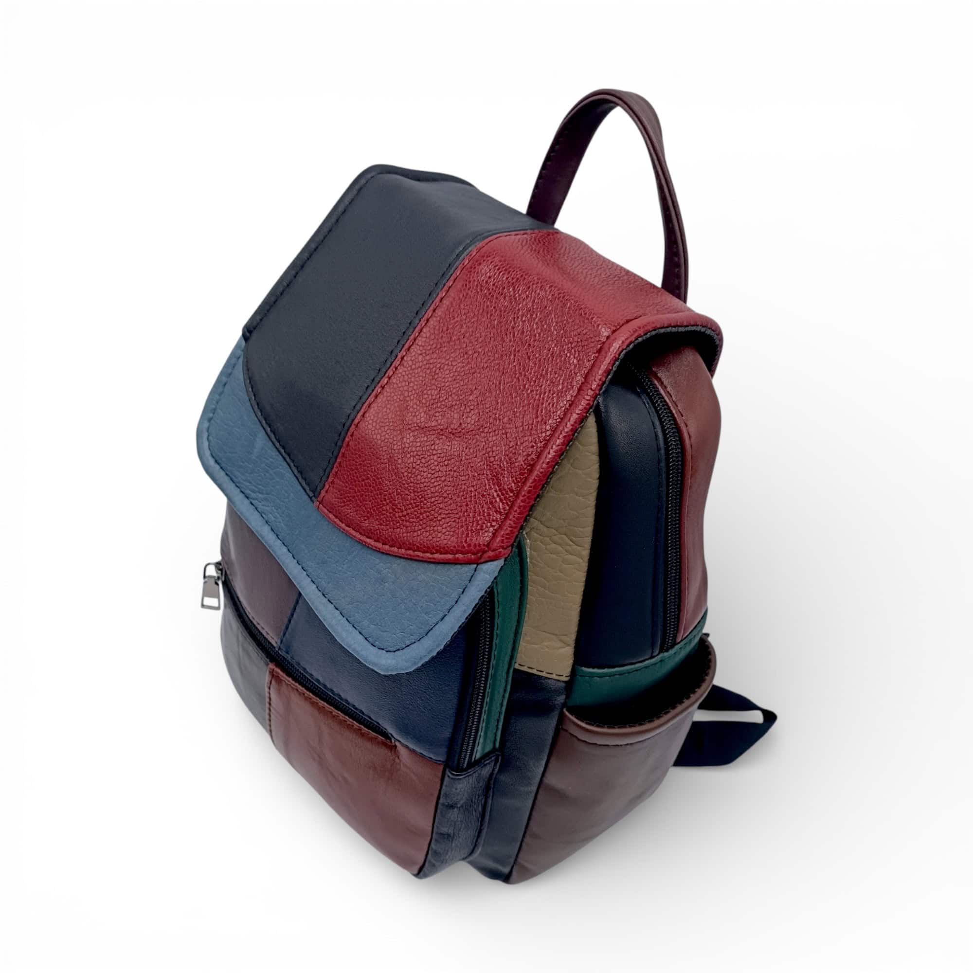 Rucsac Damă Piele Naturală Multicolor Eveline R105-42 – Design Unicat Patchwork