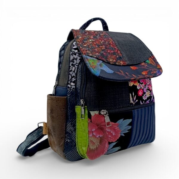Rucsac Damă Piele Naturală Multicolor Eveline R105-38 - Design Unicat Patchwork