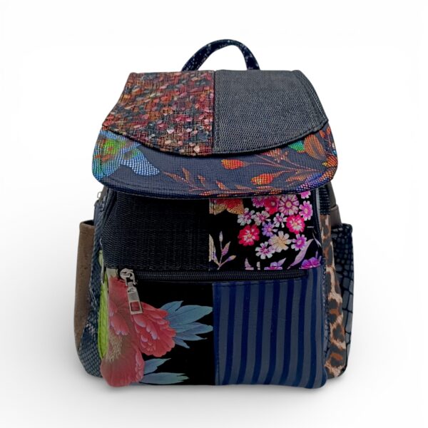 Rucsac Damă Piele Naturală Multicolor Eveline R105-38 - Design Unicat Patchwork