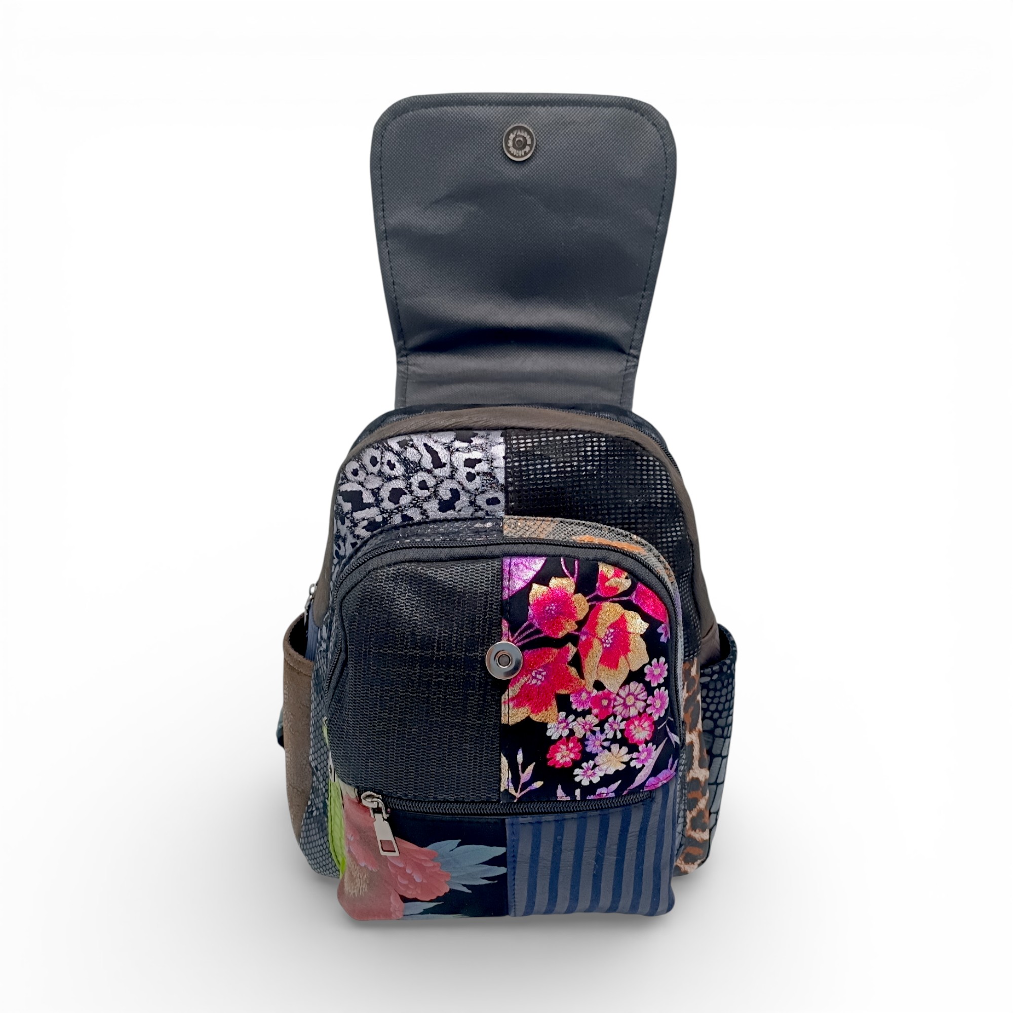 Rucsac Damă Piele Naturală Multicolor Eveline R105-38 - Design Unicat Patchwork