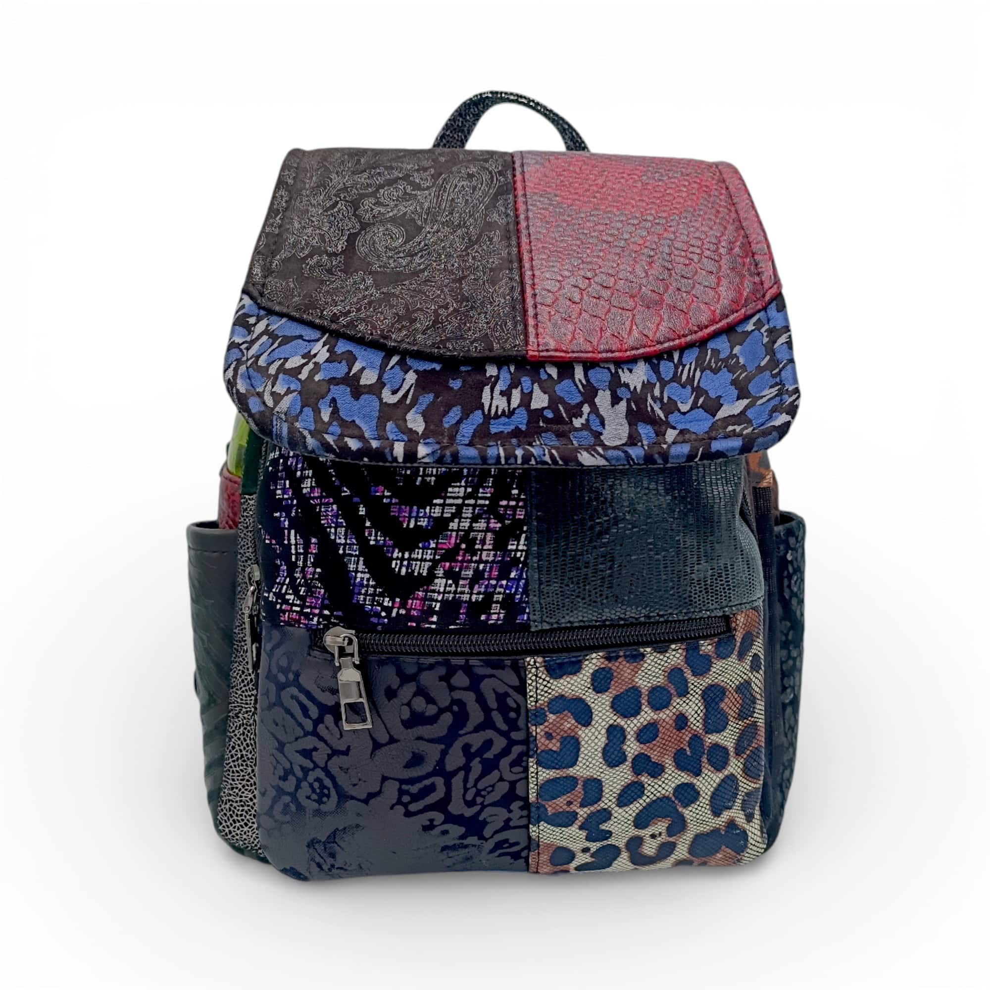 Rucsac Damă Piele Naturală Multicolor Eveline R105-39 – Design Unicat Patchwork