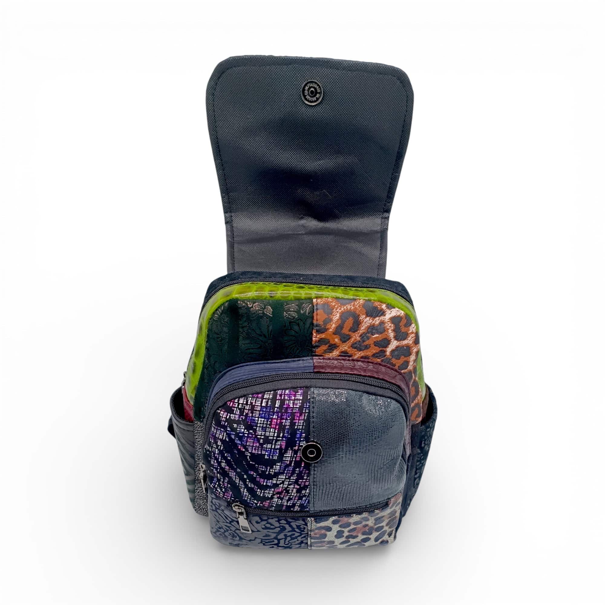 Rucsac Damă Piele Naturală Multicolor Eveline R105-39 – Design Unicat Patchwork