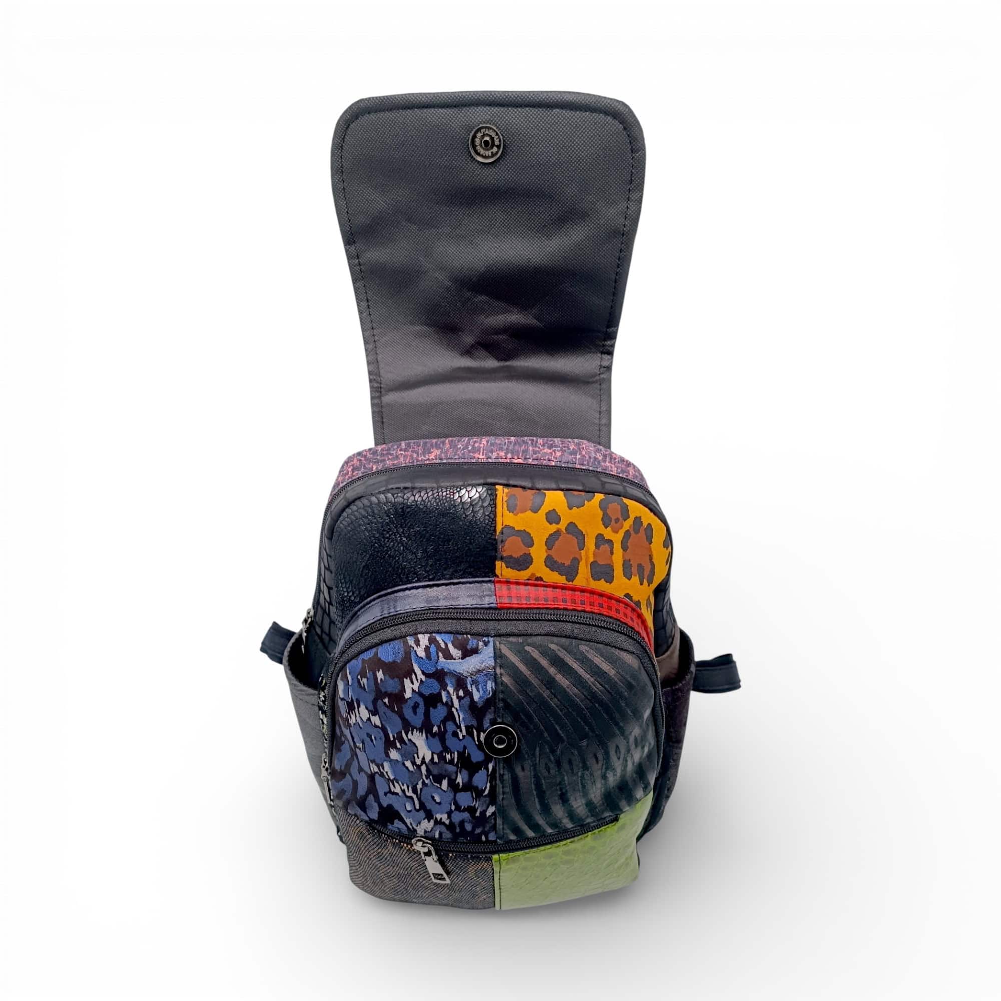 Rucsac Damă Piele Naturală Multicolor Eveline R105-40 – Design Unicat Patchwork