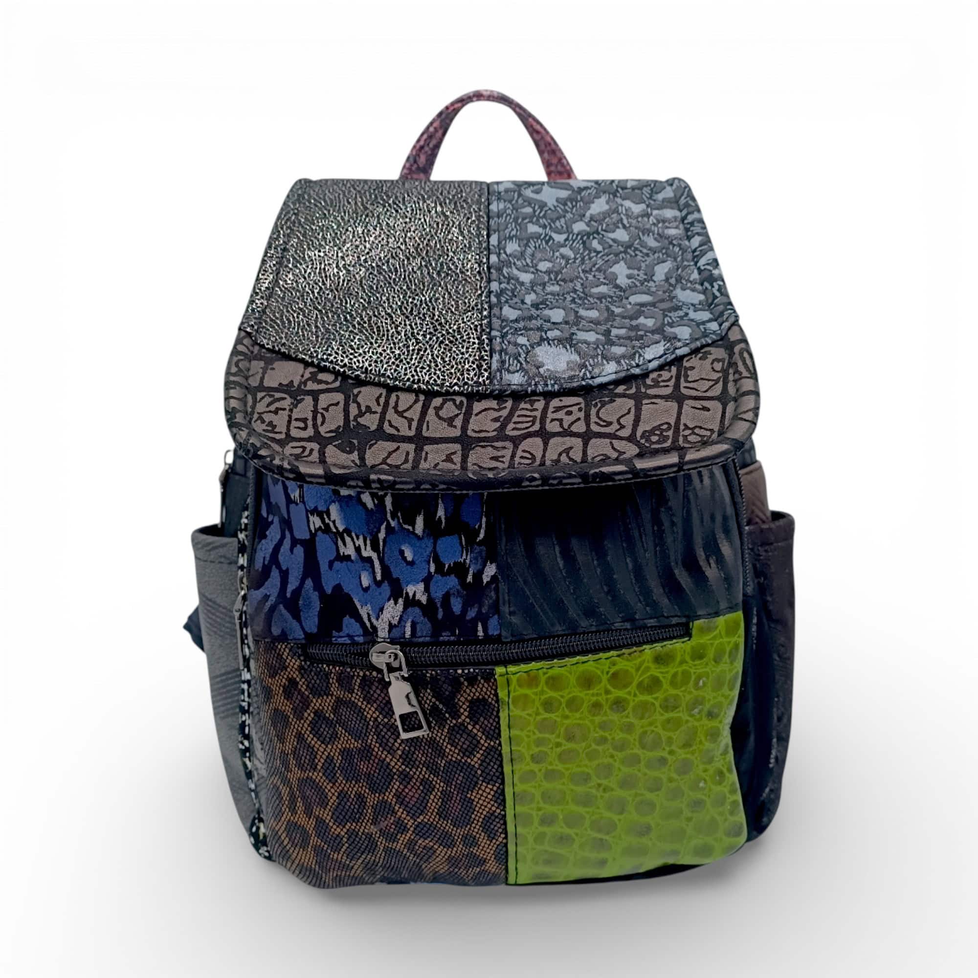 Rucsac Damă Piele Naturală Multicolor Eveline R105-40 – Design Unicat Patchwork