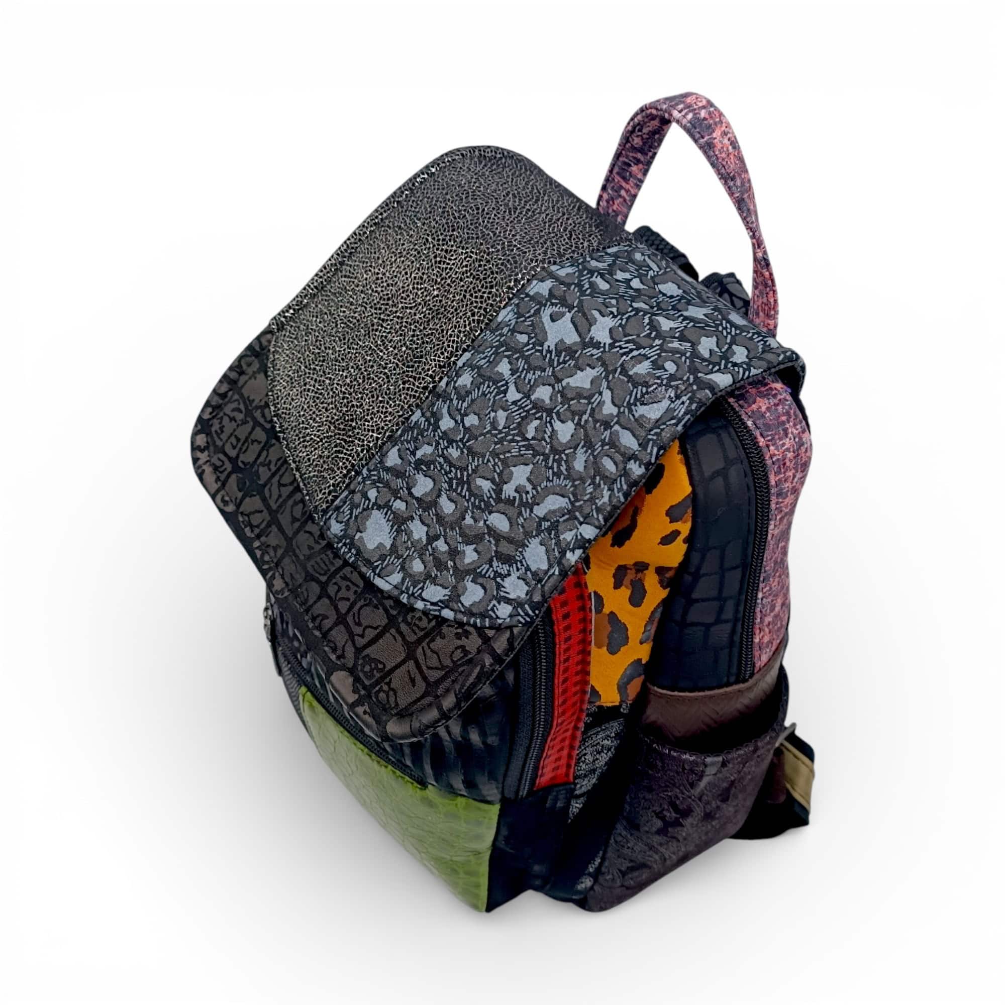 Rucsac Damă Piele Naturală Multicolor Eveline R105-40 – Design Unicat Patchwork