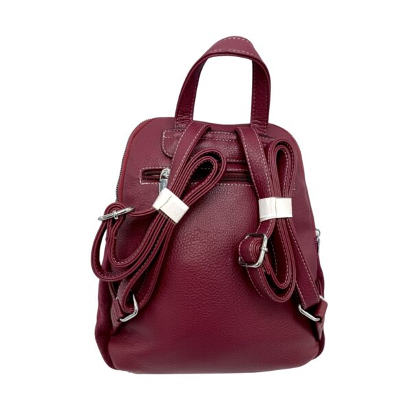 Rucsac damă Velina Fabiano VF6858, piele naturală întoarsă, vișiniu burgundy