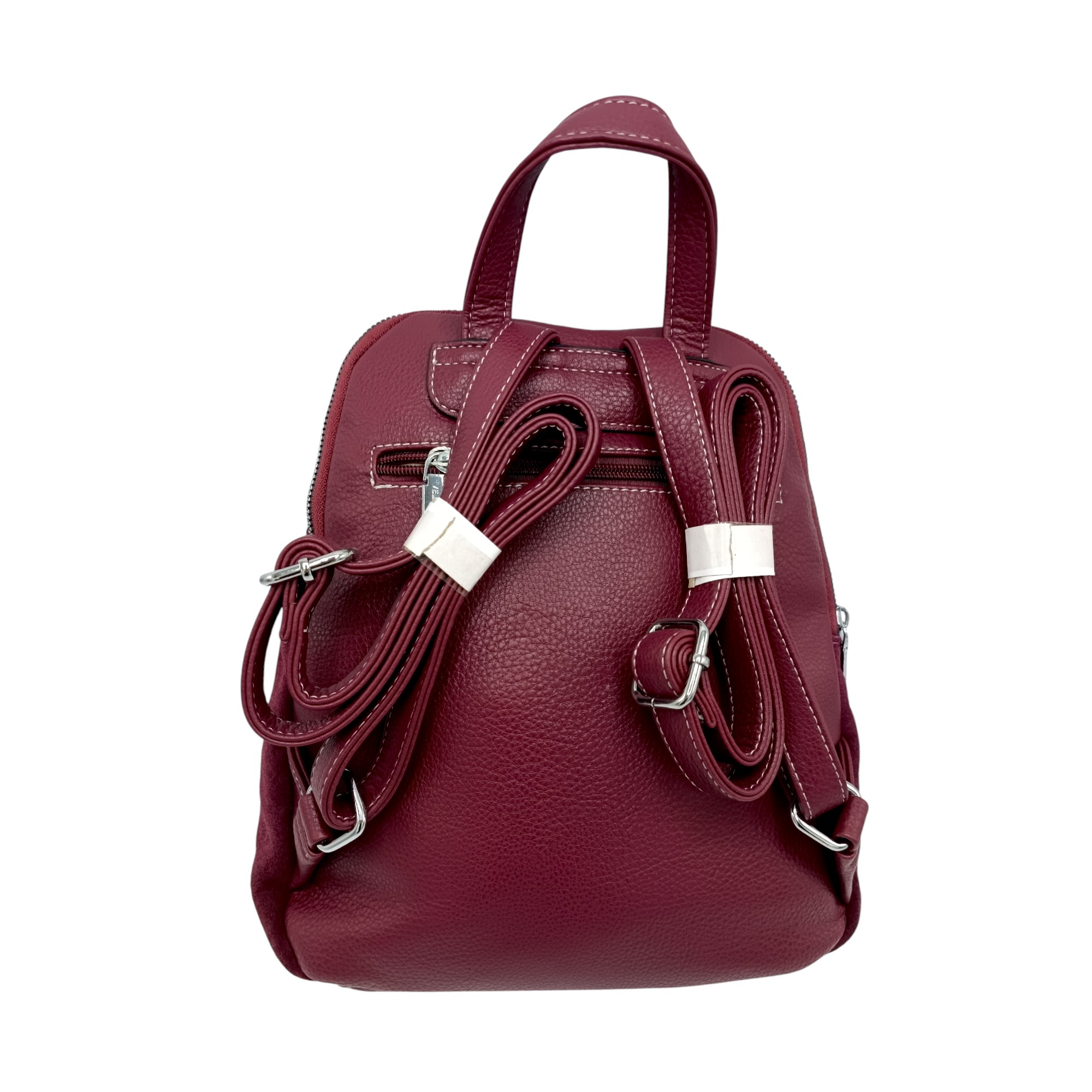 Rucsac damă Velina Fabiano VF6858, piele naturală întoarsă, vișiniu burgundy