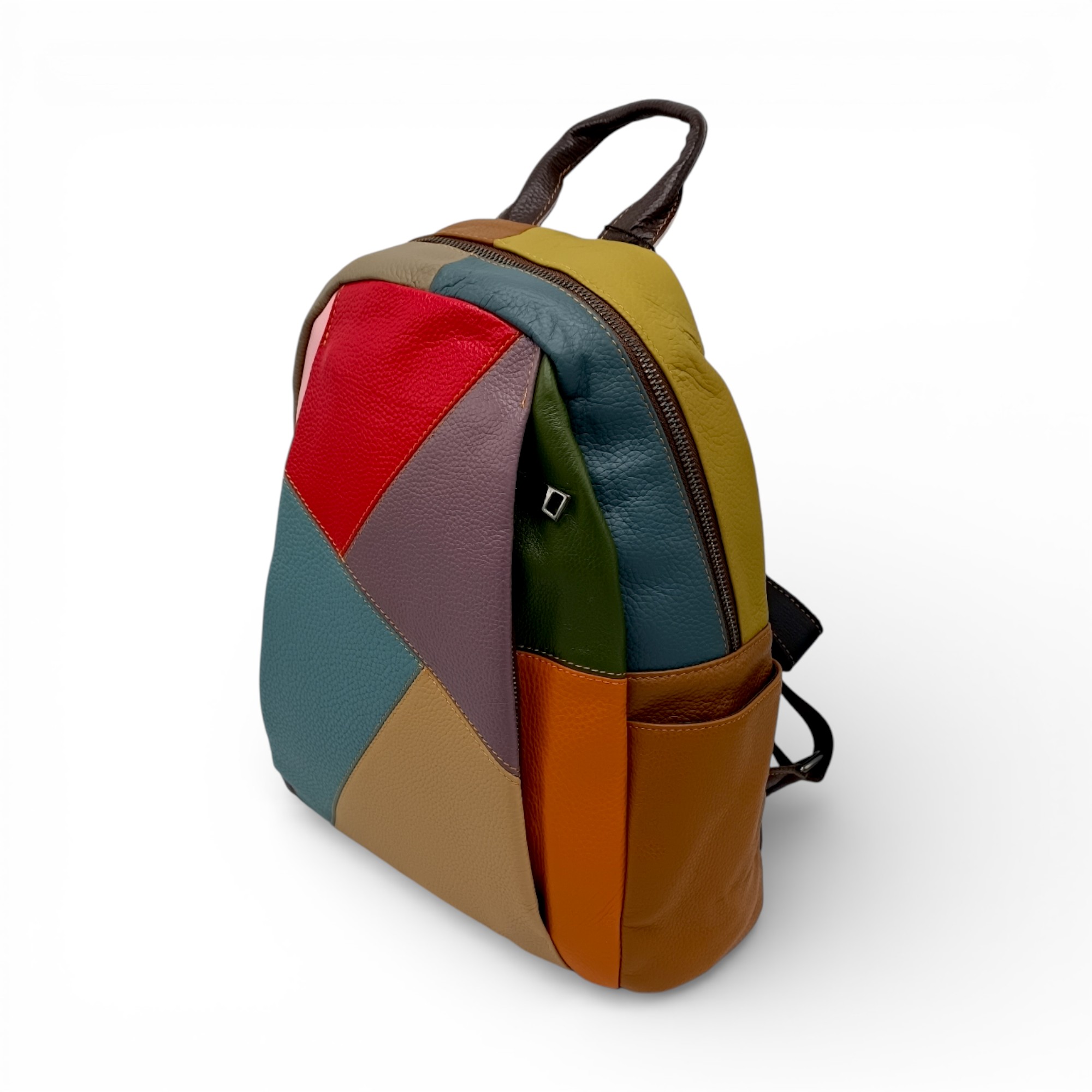 Rucsac damă din piele naturală multicolor, model geometric - Jasmine 3189-1-