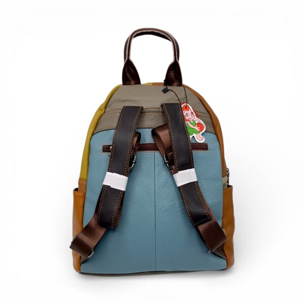 Rucsac damă din piele naturală multicolor, model geometric - Jasmine 3189-1-