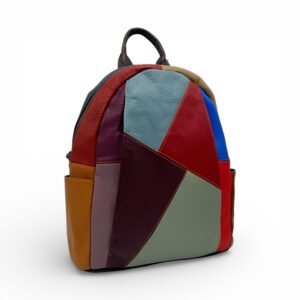 Rucsac damă din piele naturală multicolor, model geometric – Jasmine 3189-2-