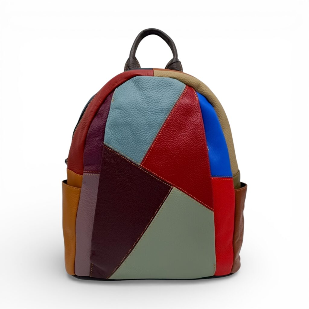 Rucsac damă din piele naturală multicolor, model geometric – Jasmine 3189-2-