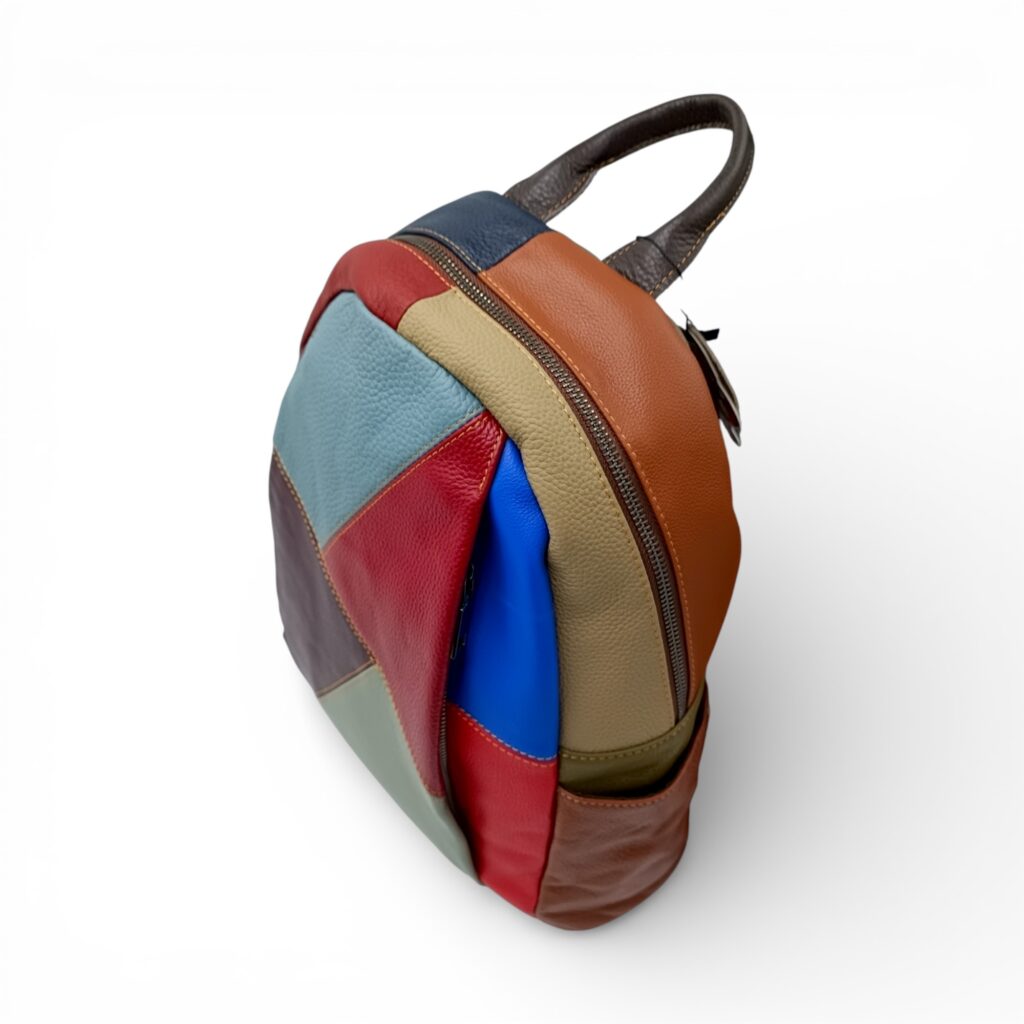 Rucsac damă din piele naturală multicolor, model geometric – Jasmine 3189-2-