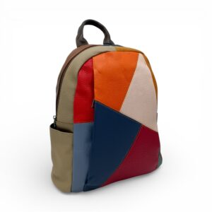 Rucsac damă din piele naturală multicolor, model geometric – Jasmine 3189-3-