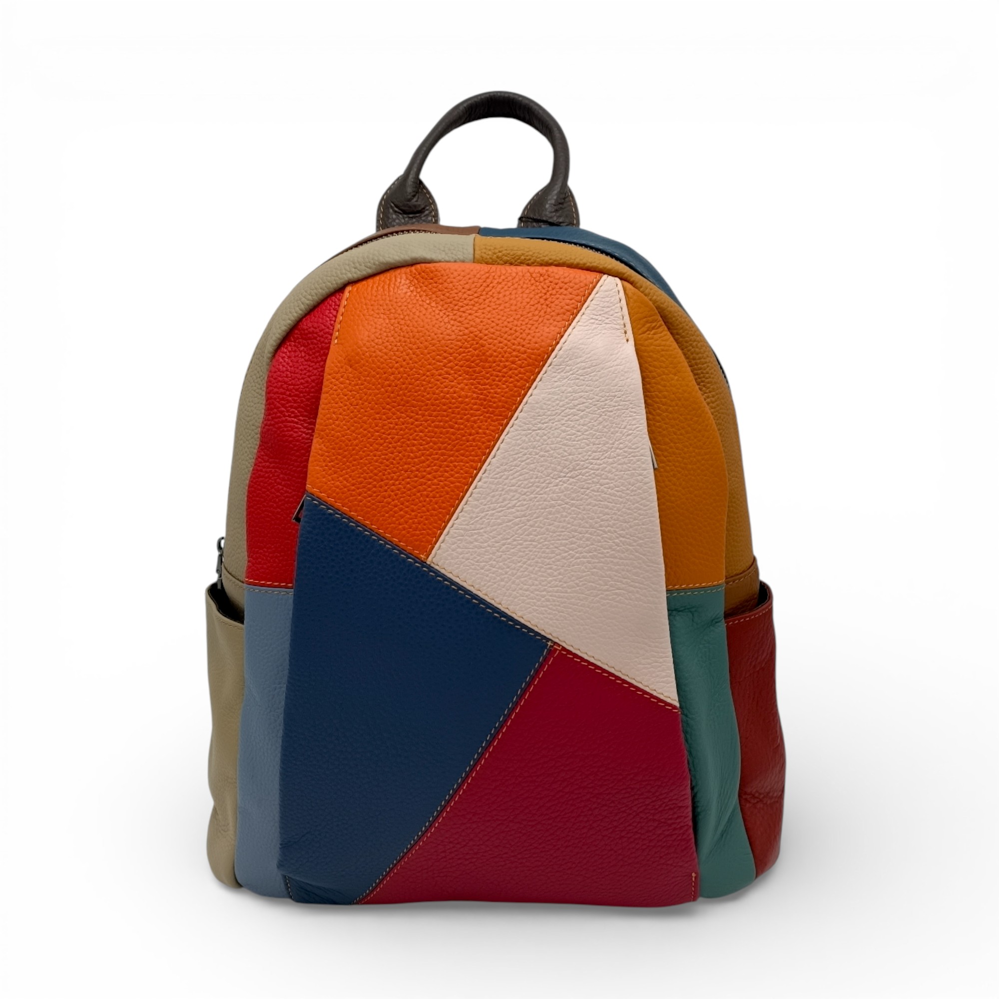 Rucsac damă din piele naturală multicolor, model geometric – Jasmine 3189-3-