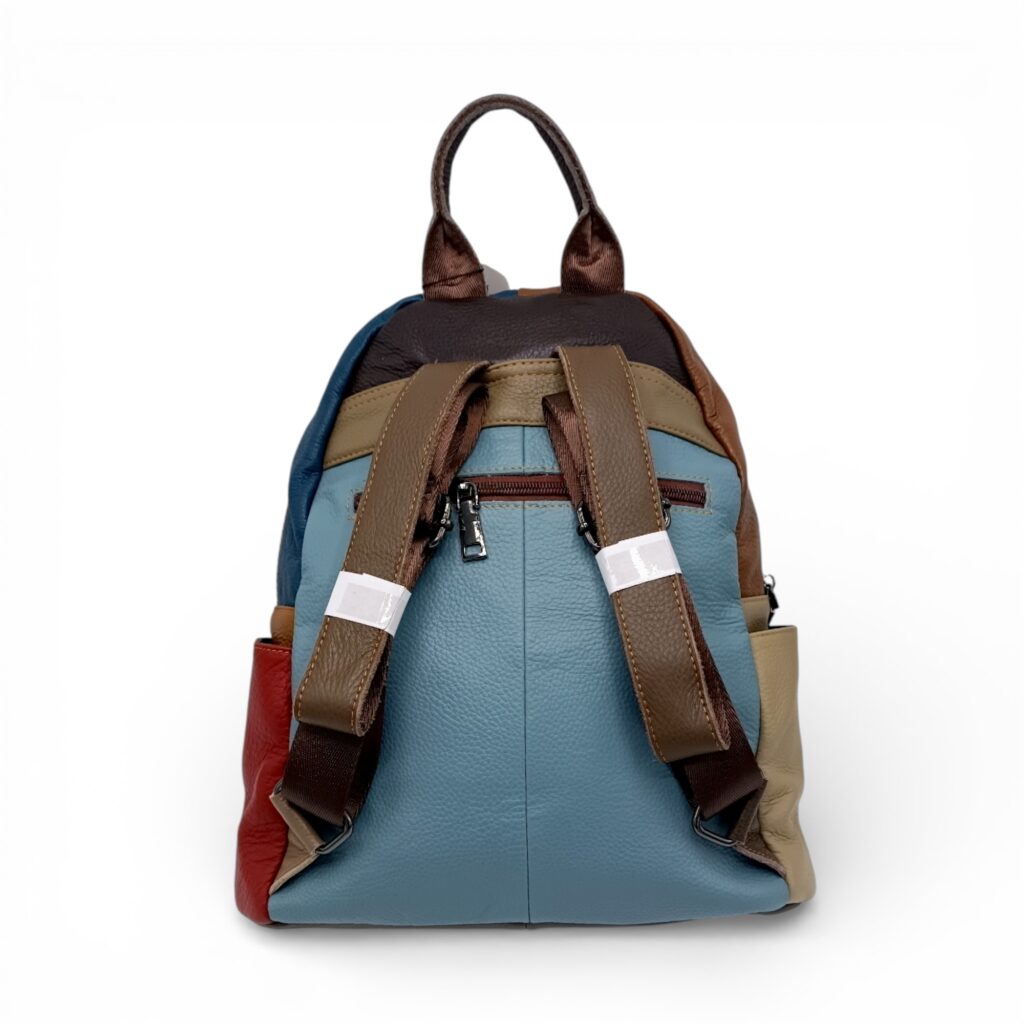 Rucsac damă din piele naturală multicolor, model geometric – Jasmine 3189-3-