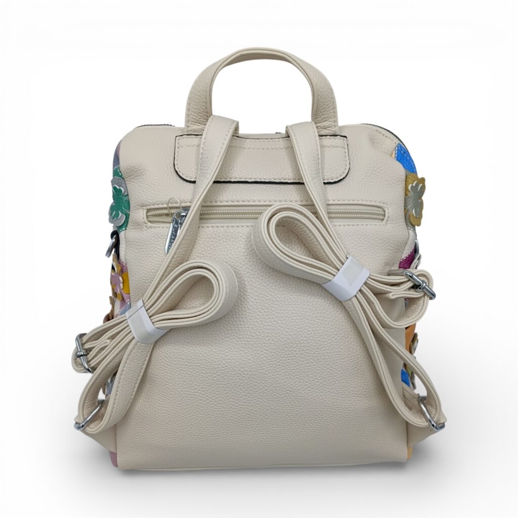 Rucsac damă patchwork floral multicolor Silvia Rosa SR25-082H -Bej- design modern