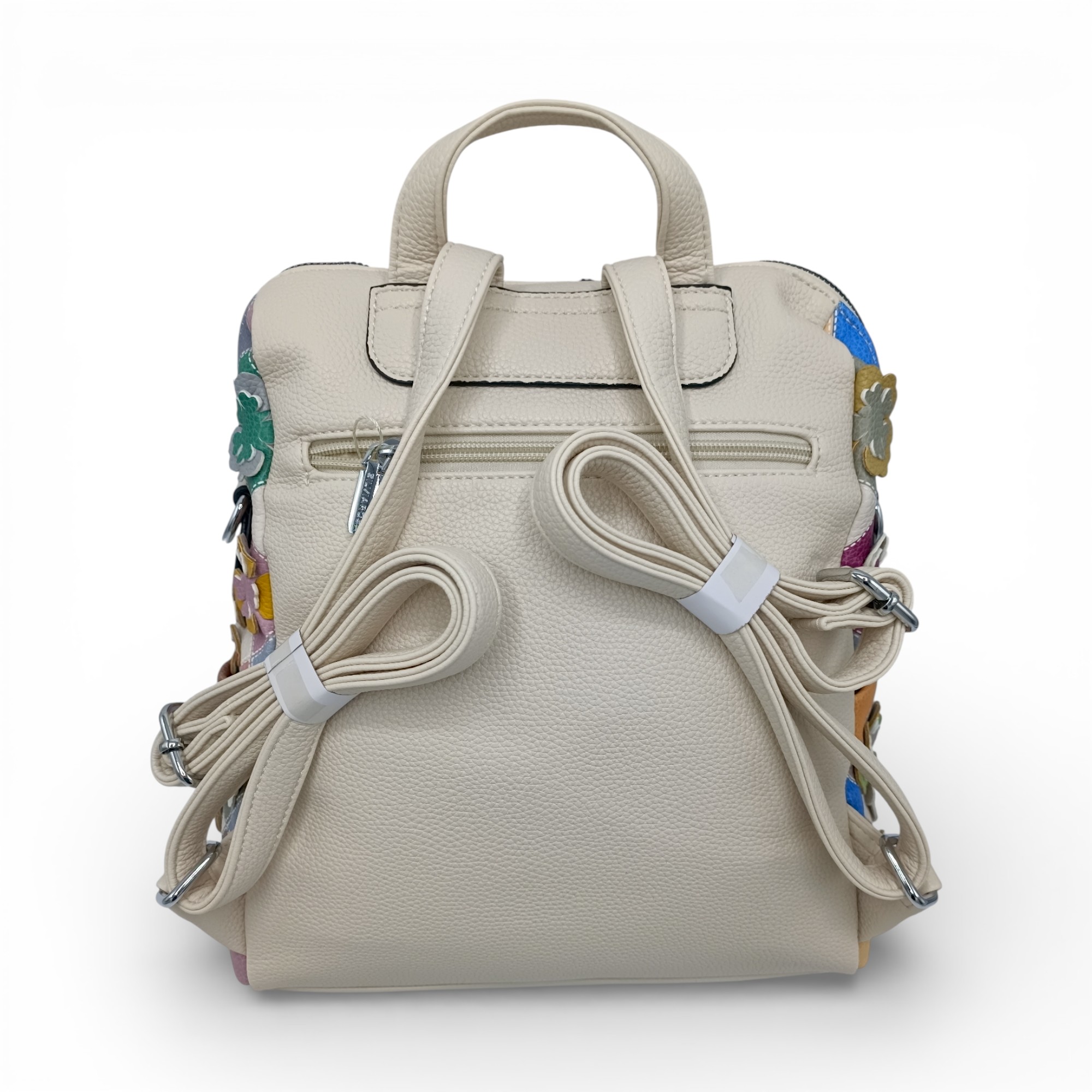 Rucsac damă patchwork floral multicolor Silvia Rosa SR25-082H -Bej- design modern