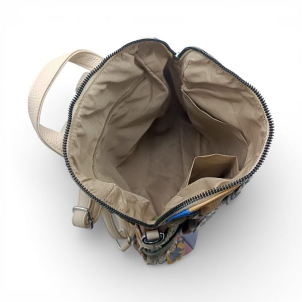 Rucsac damă patchwork floral multicolor Silvia Rosa SR25-082H -Bej- design modern