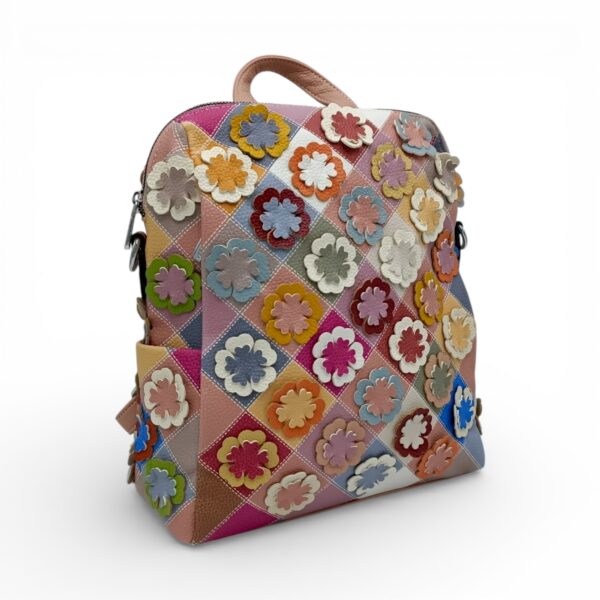 Rucsac damă patchwork floral multicolor Silvia Rosa SR25-082H -Roz Pudră- design modern