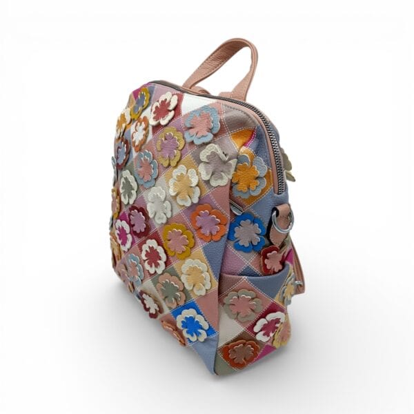 Rucsac damă patchwork floral multicolor Silvia Rosa SR25-082H -Roz Pudră- design modern